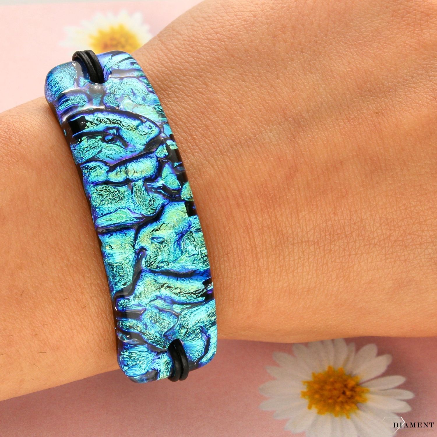 Bransoletka szkło weneckie granatowa kolorystyka Murano 06 (2).jpg